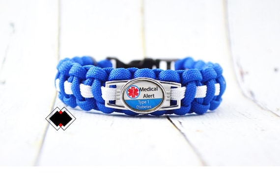 Type 1 Diabetes - Medical Alert Paracord Bracelet - Custom Made - Handmade in USA