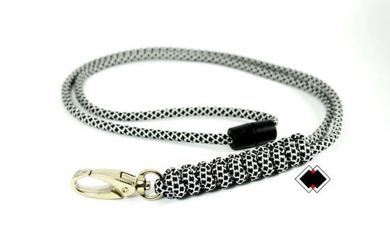 black-white diamond paracord lanyard - 550 paracord - break away buckle - made in USA