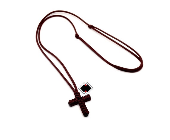 Adjustable cross necklace 275 paracord - custom color - handmade in USA