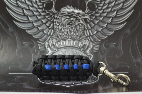 K9 training tab Police thin blue 550 paracord canine training tab handmade in USA