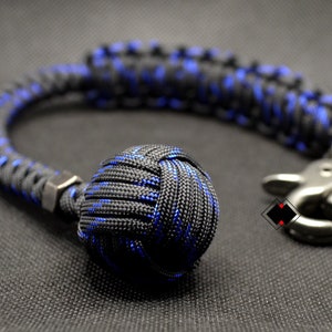 Customizable 1&quot; Monkey Fist lanyard keychain Police thin blue line 550 Paracord Handmade in USA