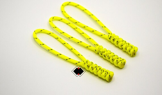 3 pack reflective neon yellow 275 paracord zipper pulls clothing keychain lanyard REFLECTIVE NEON YELLOW