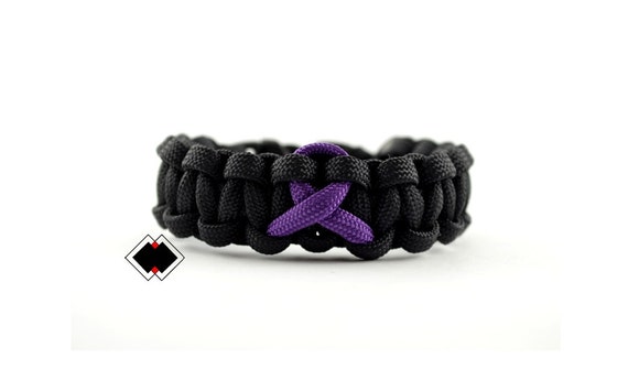 Alzheimers Epilepsy Cancer Survivor Awareness Purple Ribbon 550 paracord bracelet Handmade in USA