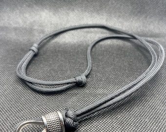 Adjustable 550 black paracord thimble necklace - minimalist - sailors climbing fishing handmade in USA