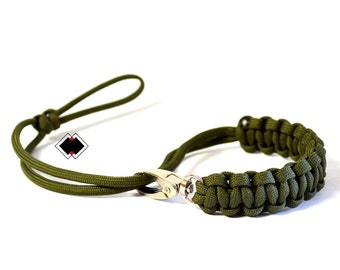Cinturino Da Polso Per Fotocamera Con Sgancio Rapido, Regolabile In Paracord Nero/verde/rosso - Compatibile Nikon, Sony, Canon