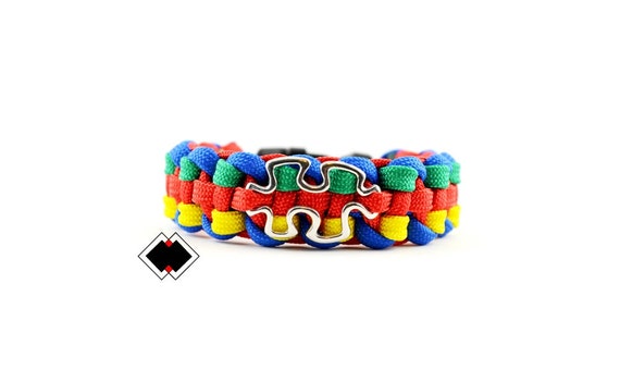 Autism Awareness - 550 paracord survival bracelet - puzzle - handmade