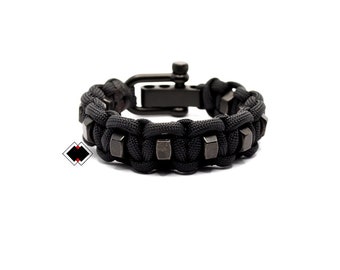 Adjustable Hex Nuts - 550 paracord bracelet - Handmade in USA - black or custom color