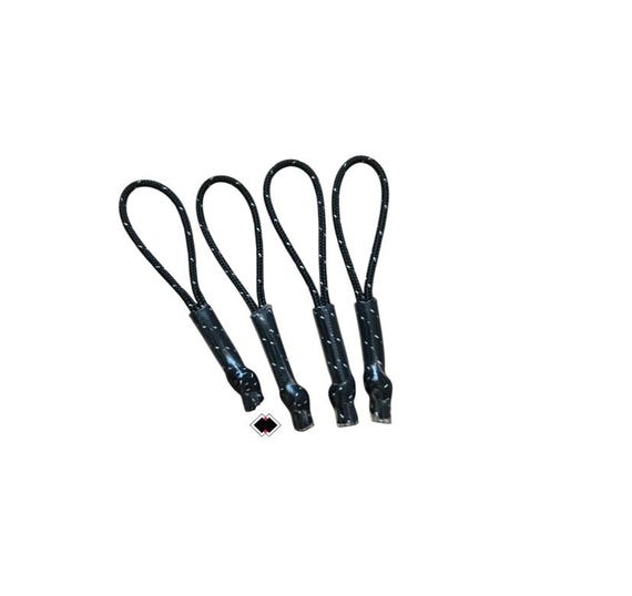 4 pack reflective black 275 paracord zipper pulls with shrink plastic tubing clothing backpack luggage keychain lanyard replacement