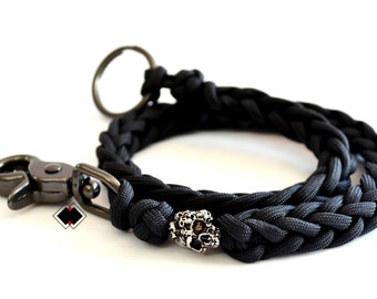 Customizable Mind Skull paracord wallet key chain lanyard black