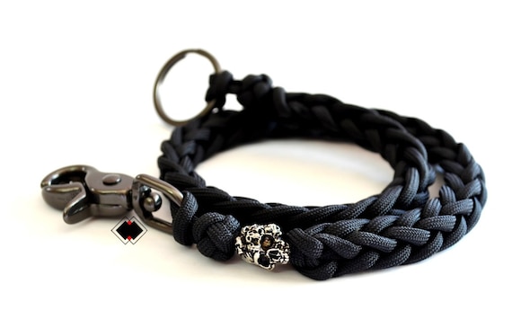 Customizable Mind Skull paracord wallet key chain lanyard black