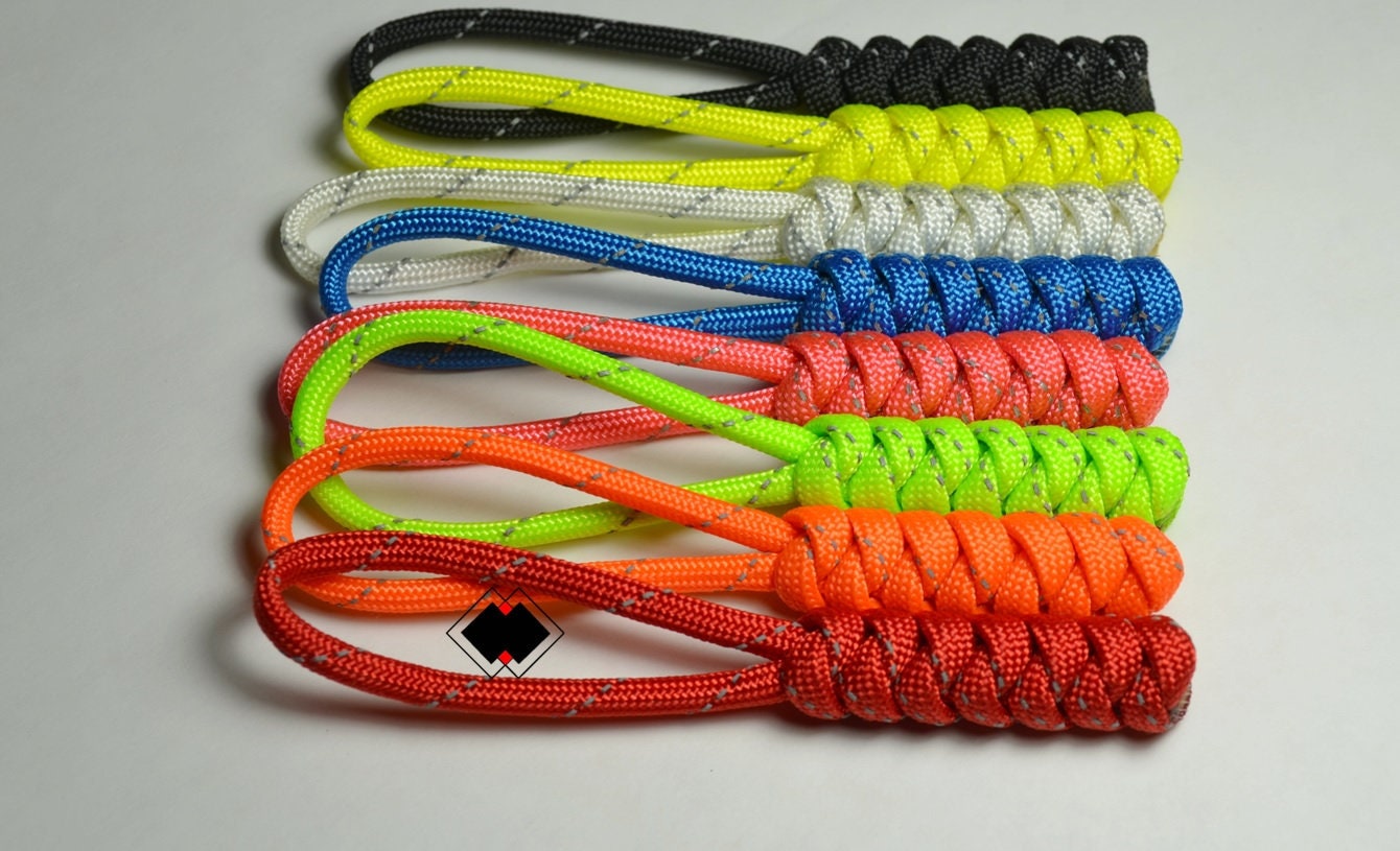 reflective 550 paracord zipper pulls keychain knife lanyard