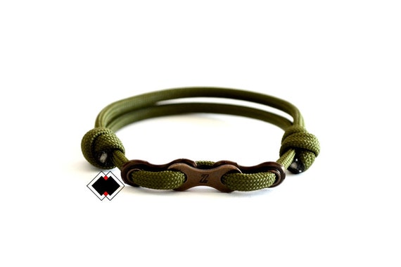 Bike chain paracord bracelet custom color handmade in USA - od green