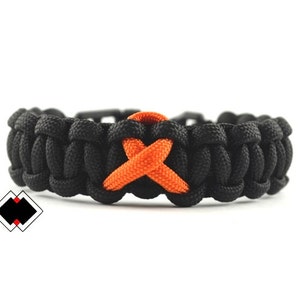 Leukemia Multiple Sclerosis Skin Kidney Cancer Awareness Orange Ribbon - 550 paracord survival bracelet - Handmade in USA