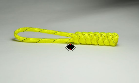 6 pack reflective neon yellow 550 paracord zipper pulls keychain knife lanyard handmade in USA