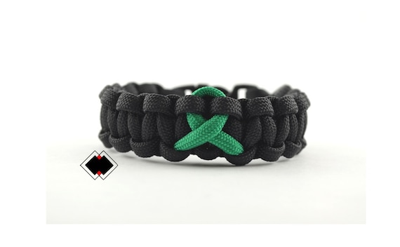 Leukemia Depression Bipolar Glaucoma Cerebral Palsy Awareness Green Ribbon 550 paracord bracelet Handmade in USA