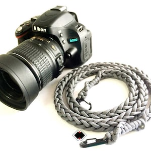 paracord camera strap - custom color - charcoal - made in USA