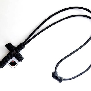 Adjustable large cross necklace - black / custom color - 550 paracord handmade in USA
