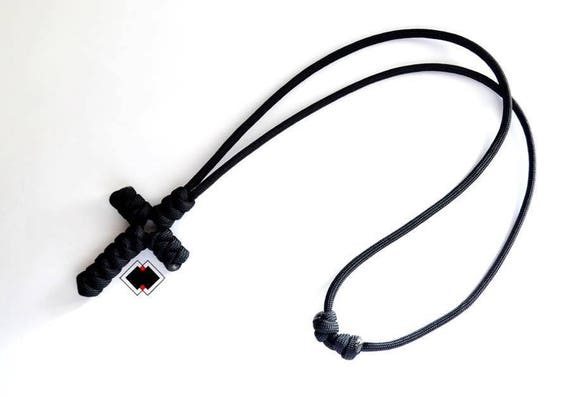 Adjustable cross necklace  - black / custom color - 550 paracord handmade in USA