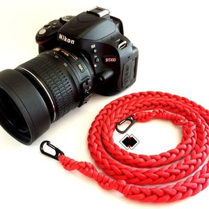 paracord camera strap - custom color - red - made in USA
