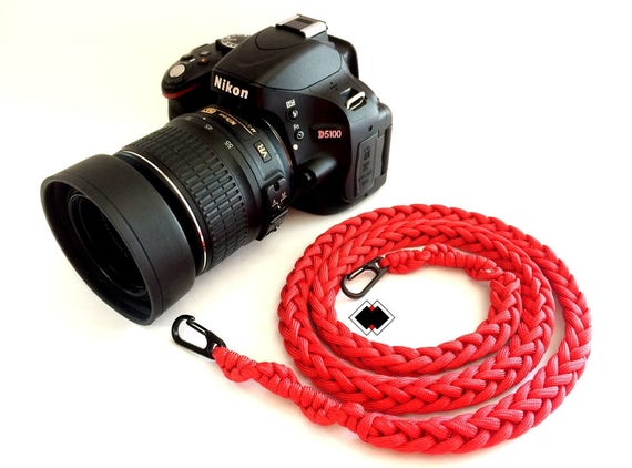 paracord camera strap - custom color - red - made in USA