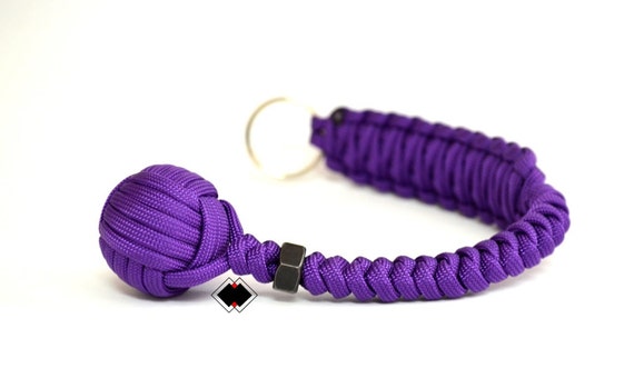1" Monkey Fist keychain - Purple - 550 Paracord - Handmade in USA