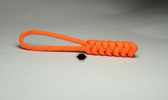 6 pack reflective neon orange 550 paracord zipper pulls keychain knife lanyard handmade in USA