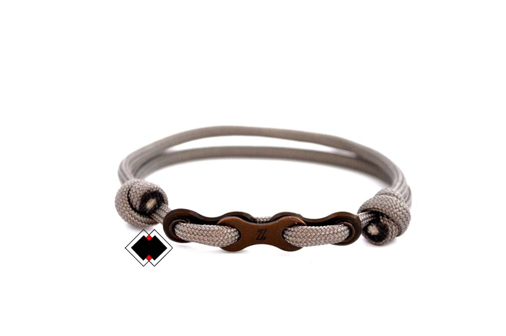 Bike chain paracord bracelet custom color handmade in USA grey
