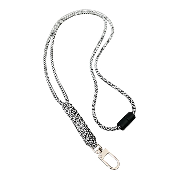 black-white diamond paracord lanyard - 550 paracord - break away buckle - made in USA