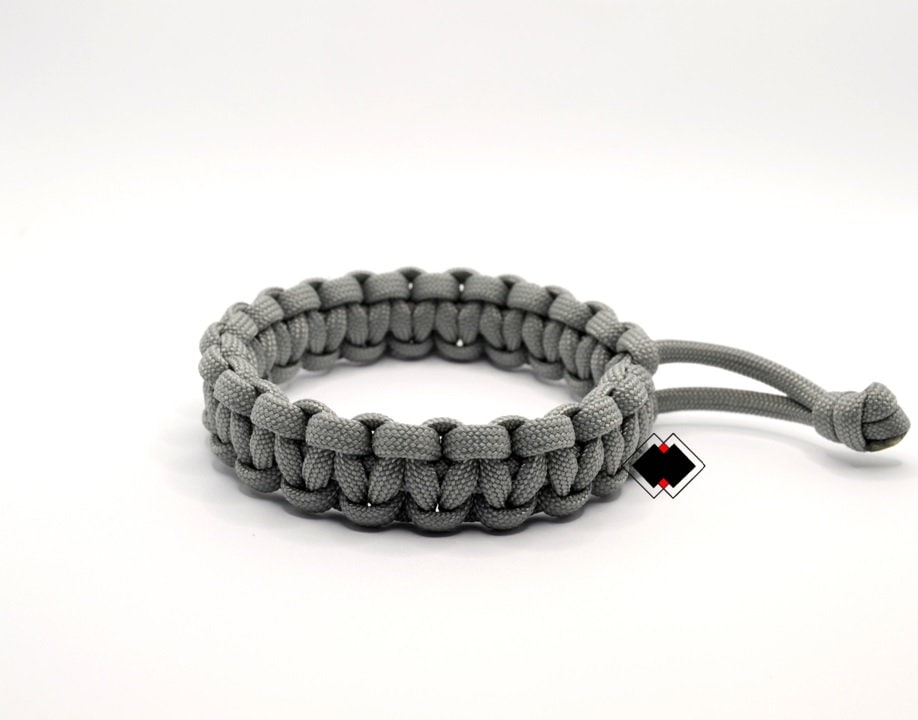 Paracord Survival mad max style Bracelet - GREY SILVER