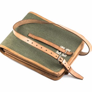 Orginal military bag, Messenger bag, Army bag, Made of canvas and leather, Map bag, Student bag, Vintage military bag, Army backpack.