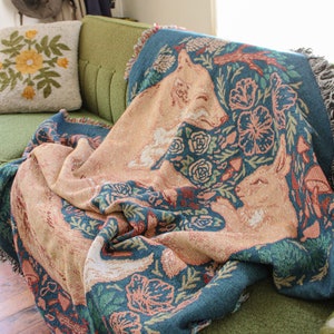 Fox & Hare Woven Blanket Tapestry