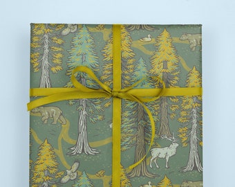 Roll of 3 Double-Sided Recyclable Gift Wrap, Wrapping Paper, Sheets 20x29" | Redwoods