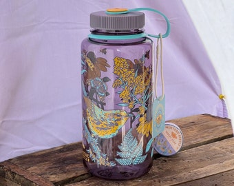 32oz Nalgene waterfles met brede mond: Prairie, Prairiezanger, Vogel, Bloemen