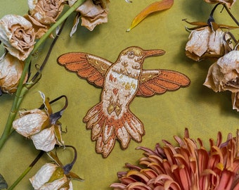 Hummingbird Embroidered Patch, Iron on Patch