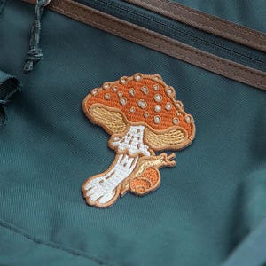 Mushroom and Snail Embroidered Patch, Iron on Patch