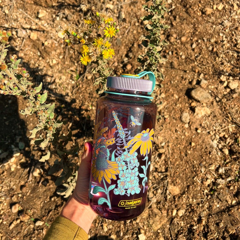 32oz Wide Mouth Nalgene Water Bottle: Prairie, Prairie Warbler, Bird, Floral image 8