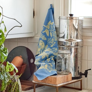 Berries Tea Towel, Hand Screenprinted Hand Dyed, 100% Organic Fair Trade Cotton image 3