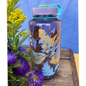 32oz Wide Mouth Nalgene Water Bottle: Prairie, Prairie Warbler, Bird, Floral image 5