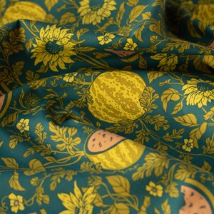 Summer: Forest, Bountiful, Mustard Beetle, Birch Fabrics, GOTS certified organic cotton poplin, fabric by the HALF yard, yardage 画像 3