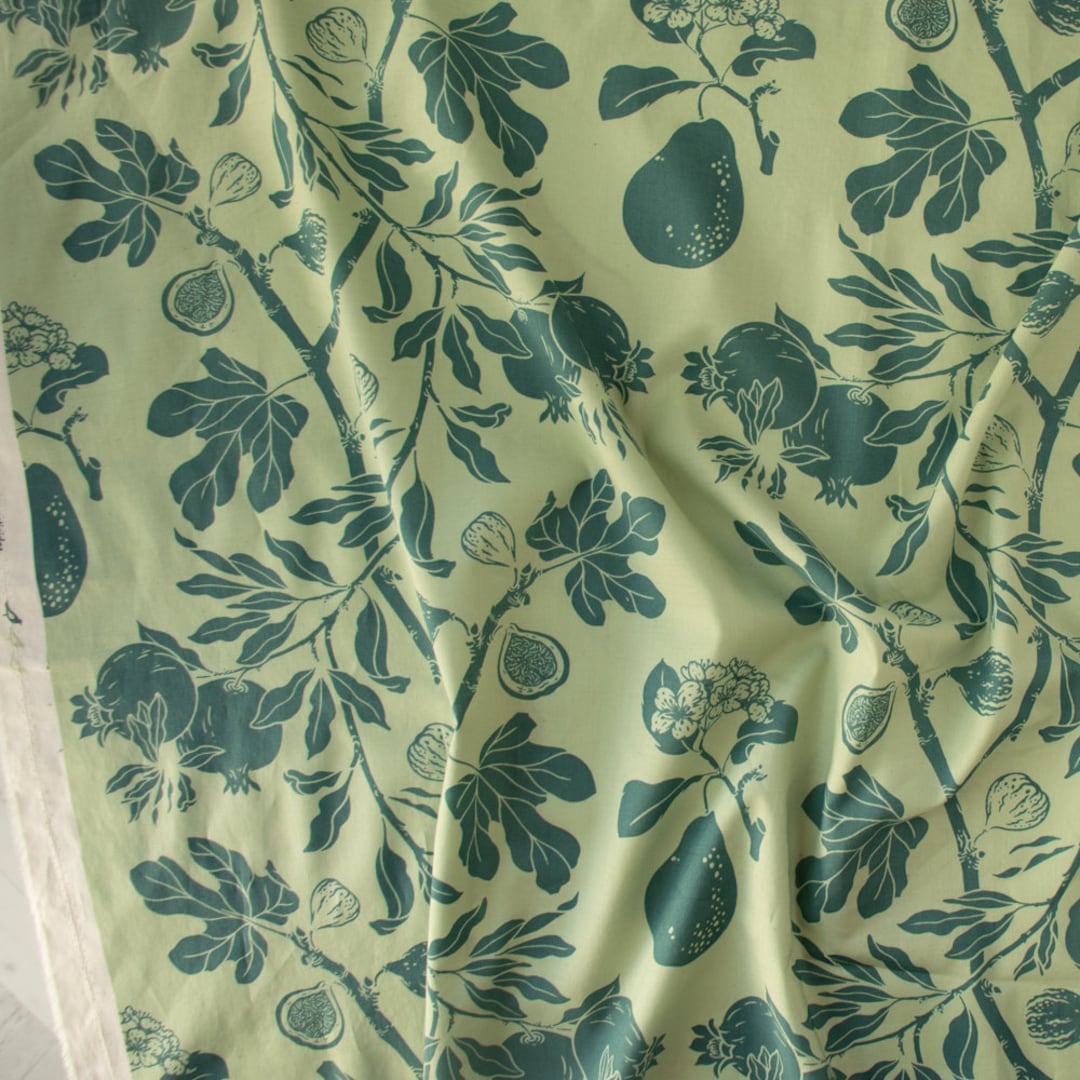 Figs Sage, Bountiful, Mustard Beetle, Birch Fabrics, GOTS Certified