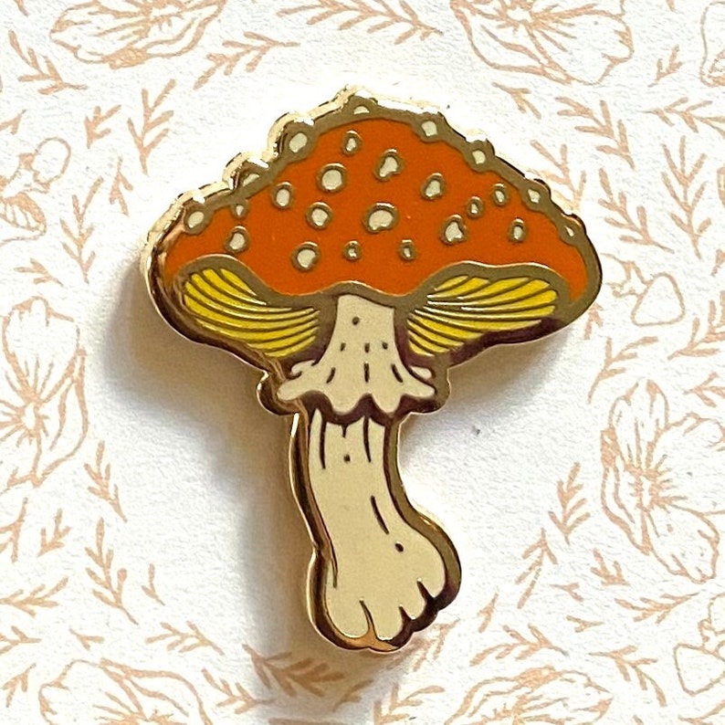 Mushroom Hard Enamel Pin 1.25 image 1