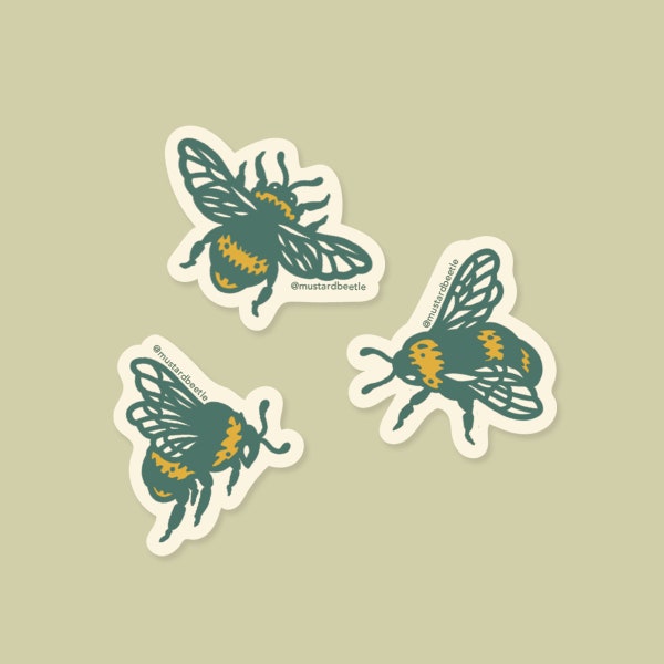 Bumblebees, Waterproof Vinyl Sticker Set