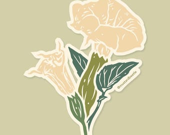 Pegatina: Datura, vinilo impermeable de 3"