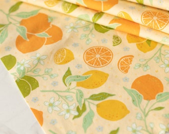 Citrus: Vanilla, Bountiful, Mustard Beetle, Birch Fabrics, GOTS certified organic cotton poplin, fabric by the yard, HALF yardage