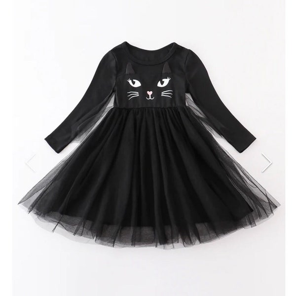 Girls Black Cat Dress