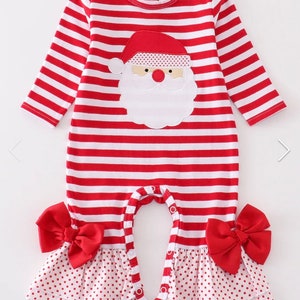 Babyhug Knitted Full Sleeves Winter Wear Romper with Santa Applique - Red main image 0