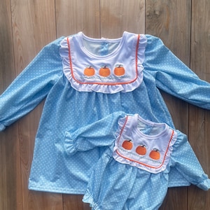Embroidered Pumpkin Girls Dress