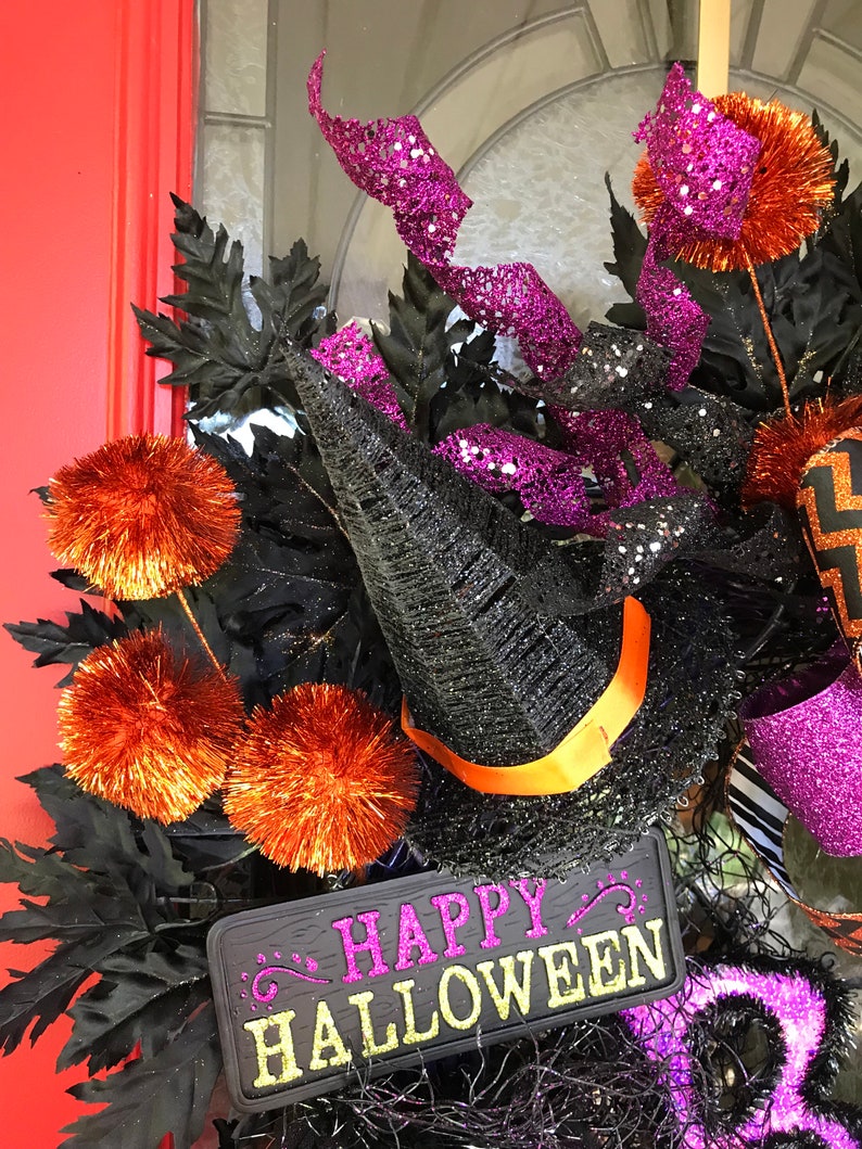 Witch Wreath Happy Halloween Wreath Boo Wreath Wicked Witch Wreath Halloween Wreath Scary Halloween Wreath Purple Black Witch Wreath