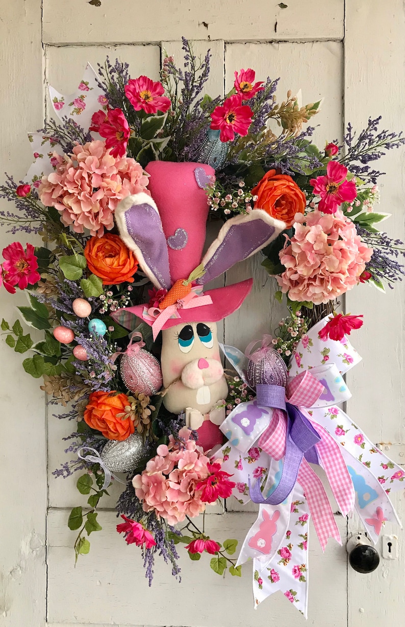 Easter Bunny Wreath Easter Wreath for Front Doorextra Large Etsy