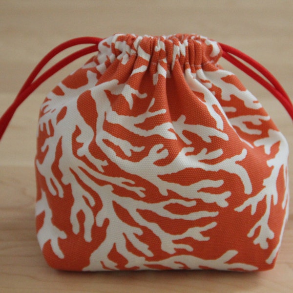Handmade Coral Drawstring Pouch